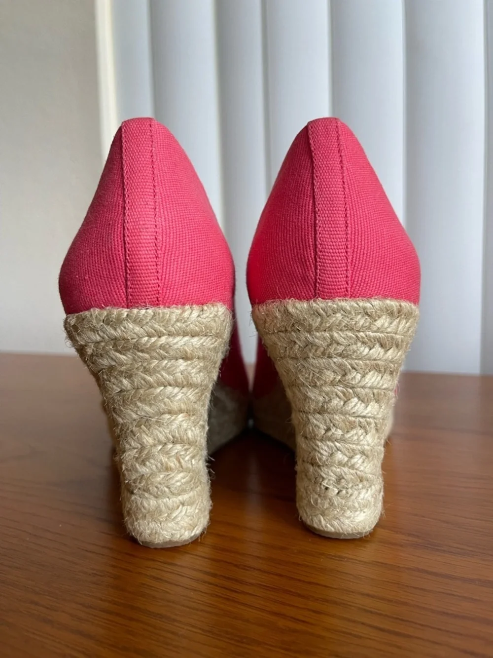 J.Crew Seville Canvas Espadrille Wedge Salmon Pink Size 7.5 - Picture 10 of 16